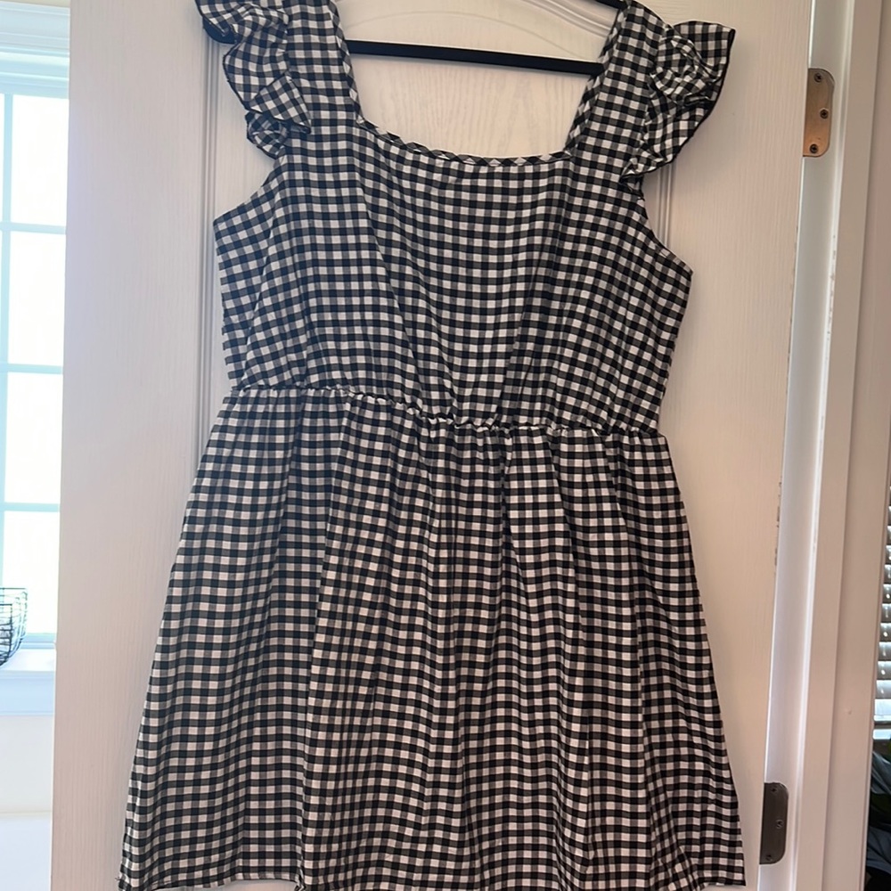 Buffalo plaid ruffle mini dress